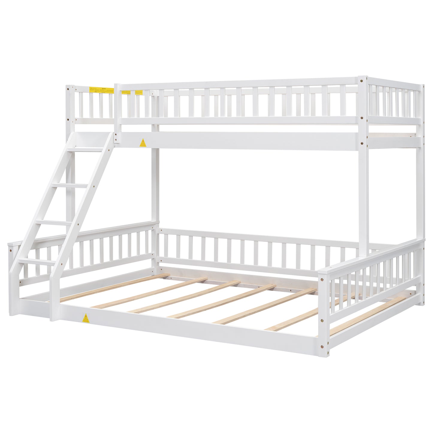 Twin XL over Queen Bunk Bed with Ladder and Guardrails, White image 11