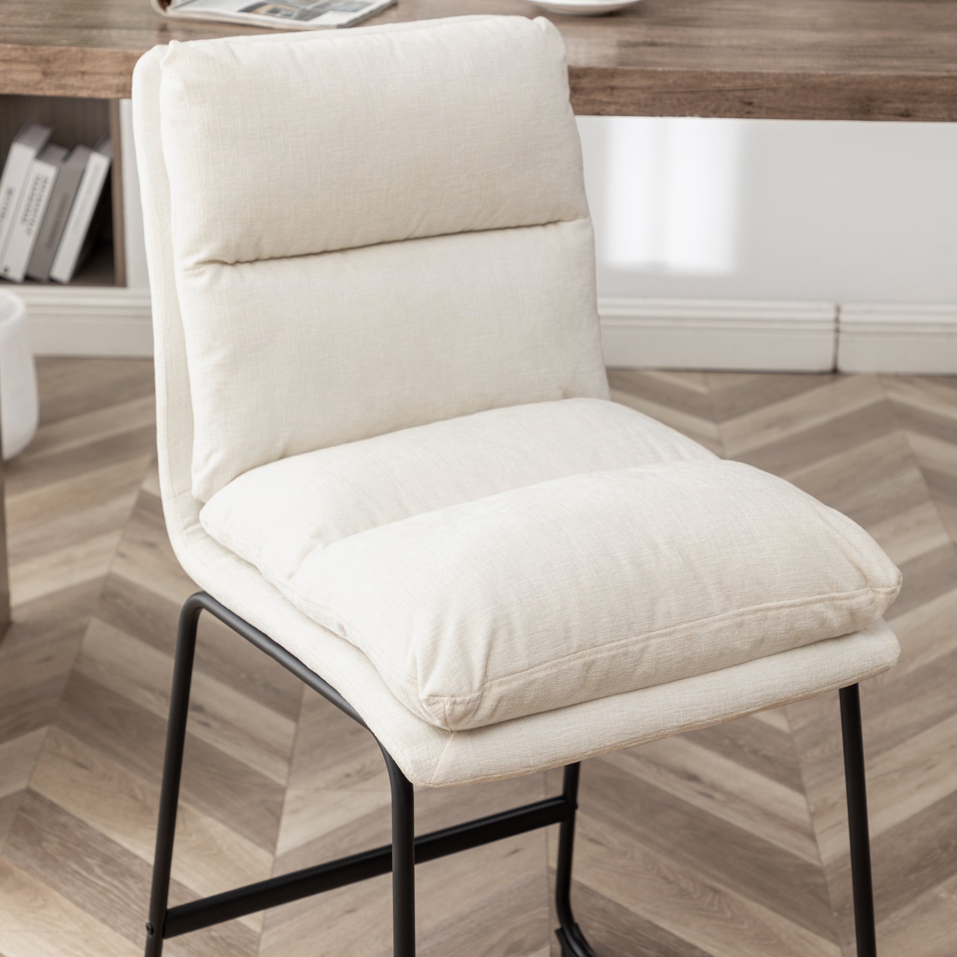Milos Upholstered 26-inch Counter Height Stools, Set of 2,Vanilla White image 5