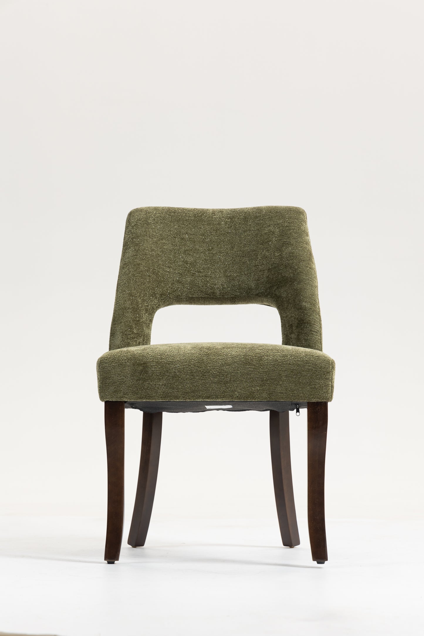 Dining Chair Set of 2,Upholstered Chenille Fabric Dining Chair Curved Solid Wood Legs, Elegant Tufted Club Dining Room Kitchen Room Dining Chair,Green image 8