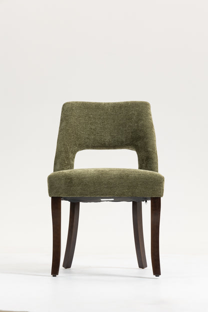 Dining Chair Set of 2,Upholstered Chenille Fabric Dining Chair Curved Solid Wood Legs, Elegant Tufted Club Dining Room Kitchen Room Dining Chair,Green image 8