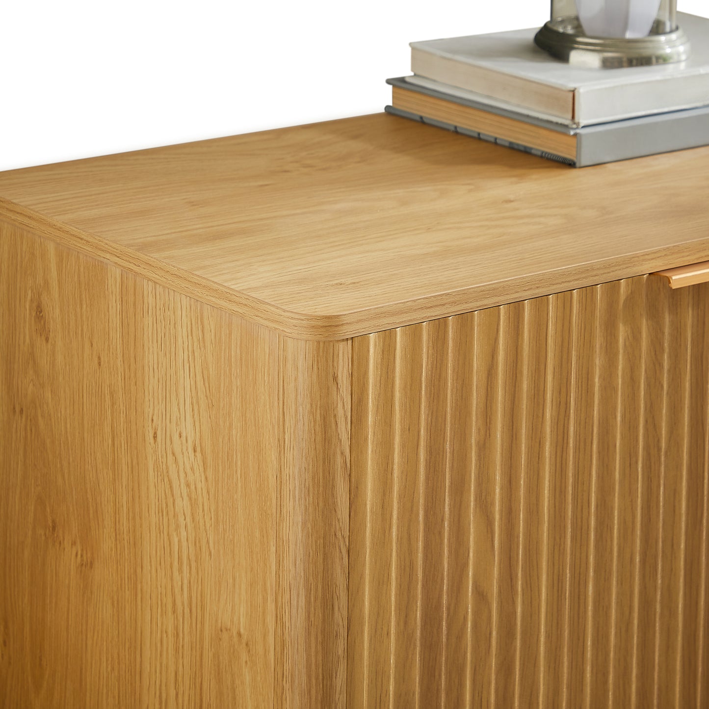 59-inch modern wavy sideboard, curved contour design storage cabinet, 4-door cabinet with storage function, suitable for kitchen/bedroom/living room, Natural, 59.0"L x 15.7"W x 27.7"H image 12