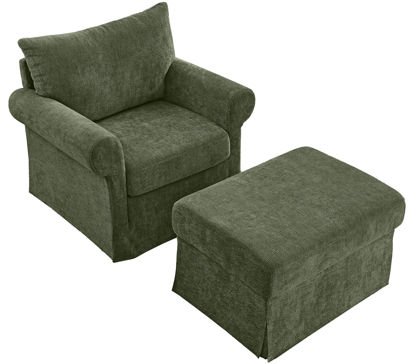 37.5" Accent Chair with Ottoman, Plush Chenille Upholstered Armchair, Stylish Single Sofa Chair for Living Room, Bedroom, Apartment image 10