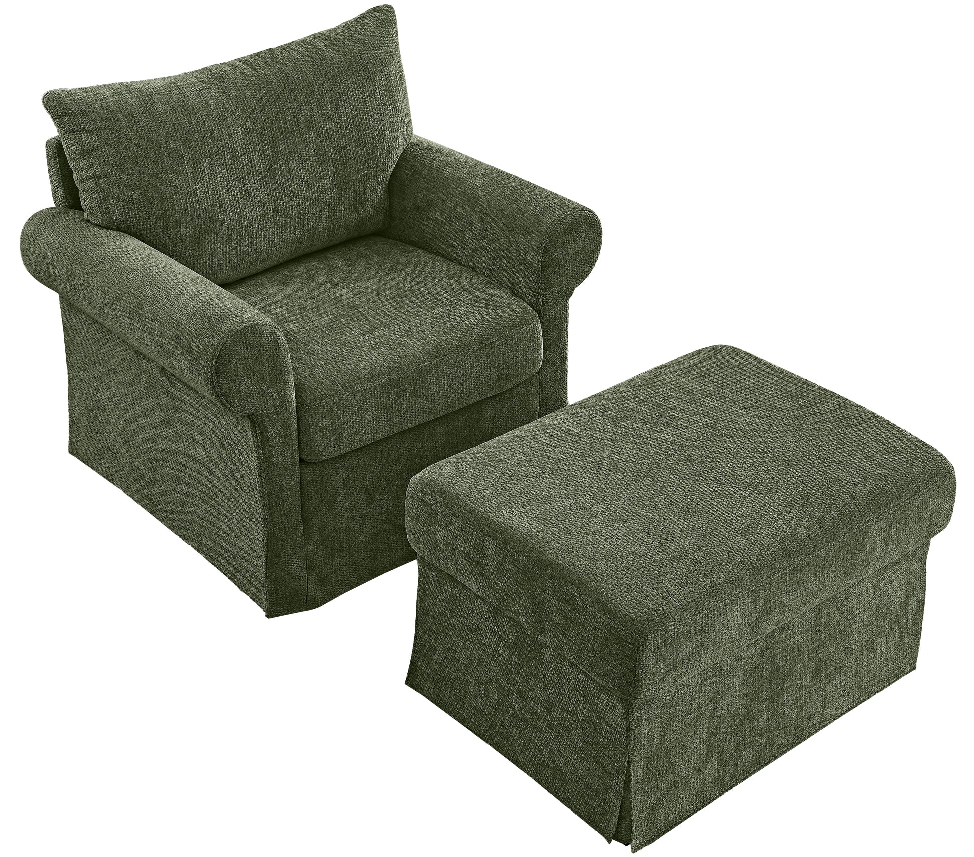 37.5" Accent Chair with Ottoman, Plush Chenille Upholstered Armchair, Stylish Single Sofa Chair for Living Room, Bedroom, Apartment image 10