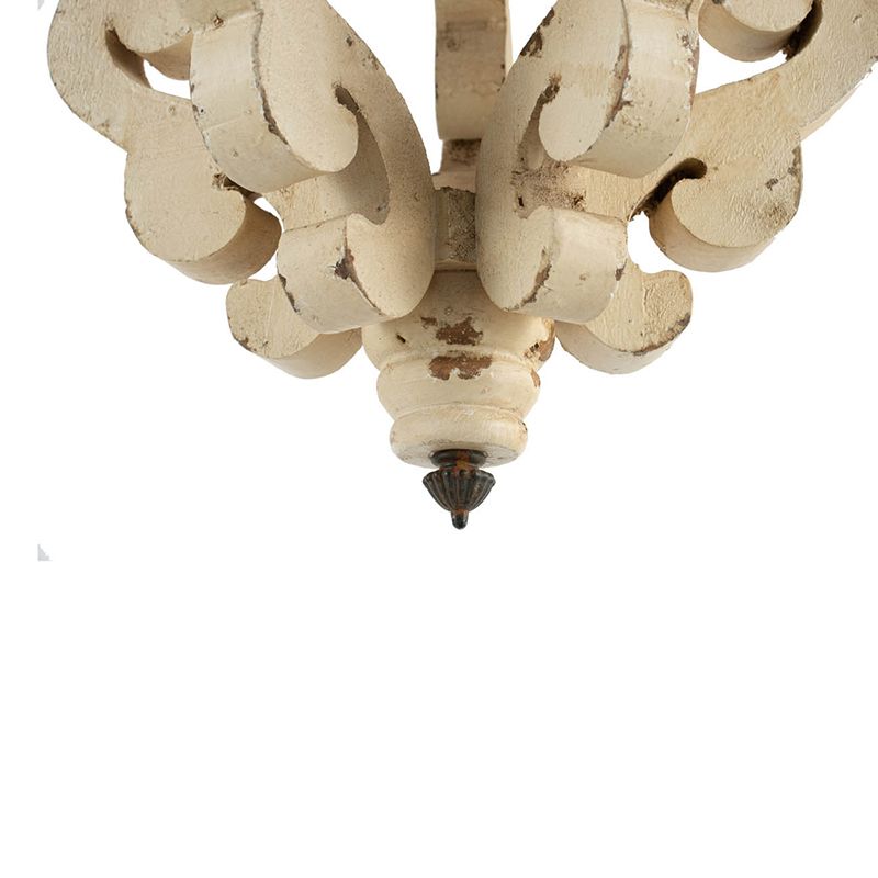 Farmhouse Chandeliar, Distressed White Pendant French Country Wood Chandelier for Living Room Foyer, Bulb Not Included image 11