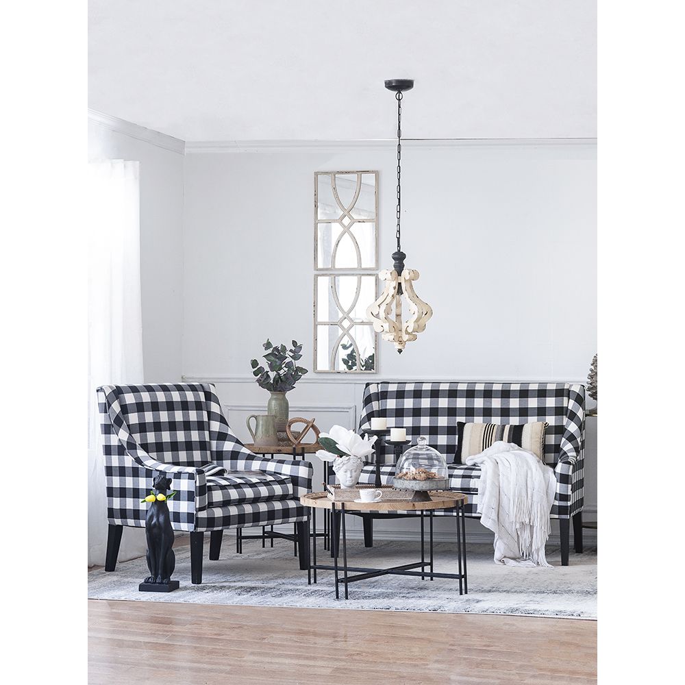 Farmhouse Chandeliar, Distressed White Pendant French Country Wood Chandelier for Living Room Foyer, Bulb Not Included image 1