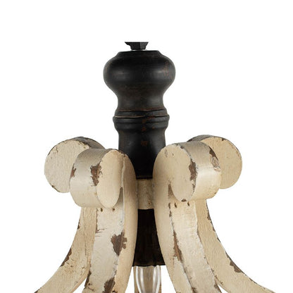 Farmhouse Chandeliar, Distressed White Pendant French Country Wood Chandelier for Living Room Foyer, Bulb Not Included image 9