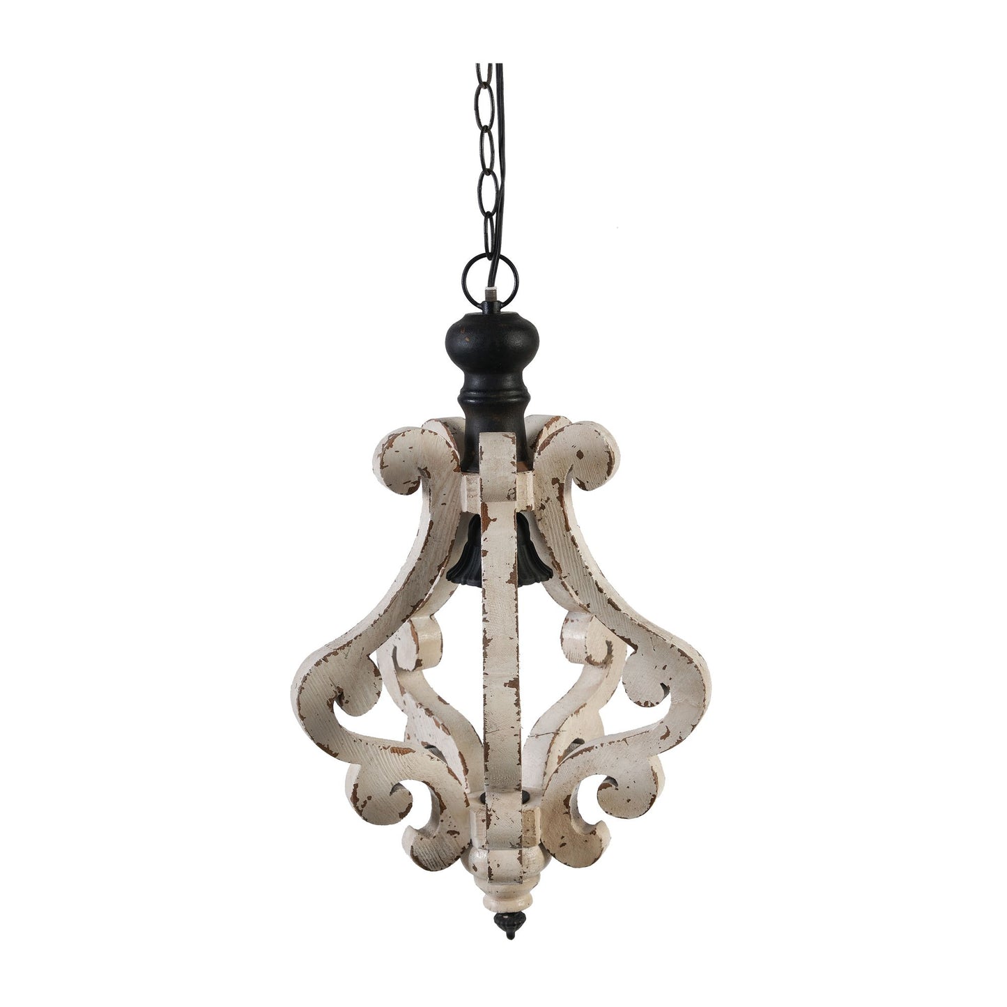Farmhouse Chandeliar, Distressed White Pendant French Country Wood Chandelier for Living Room Foyer, Bulb Not Included image 3