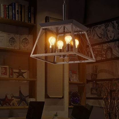 Farmhouse chandelier 4-light vintage antique golden black - with bulbs