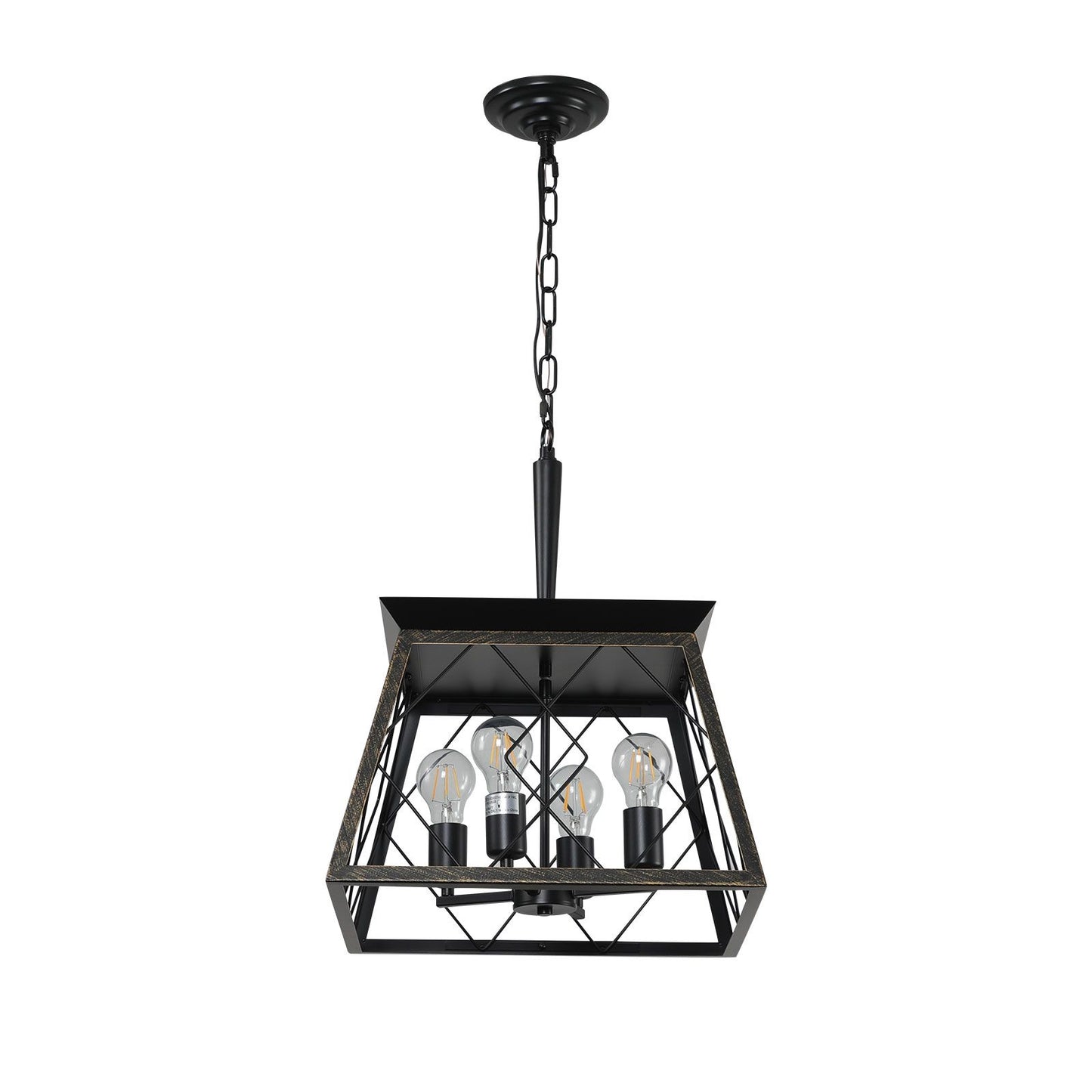 Farmhouse chandelier 4-light vintage antique golden black - in living room
