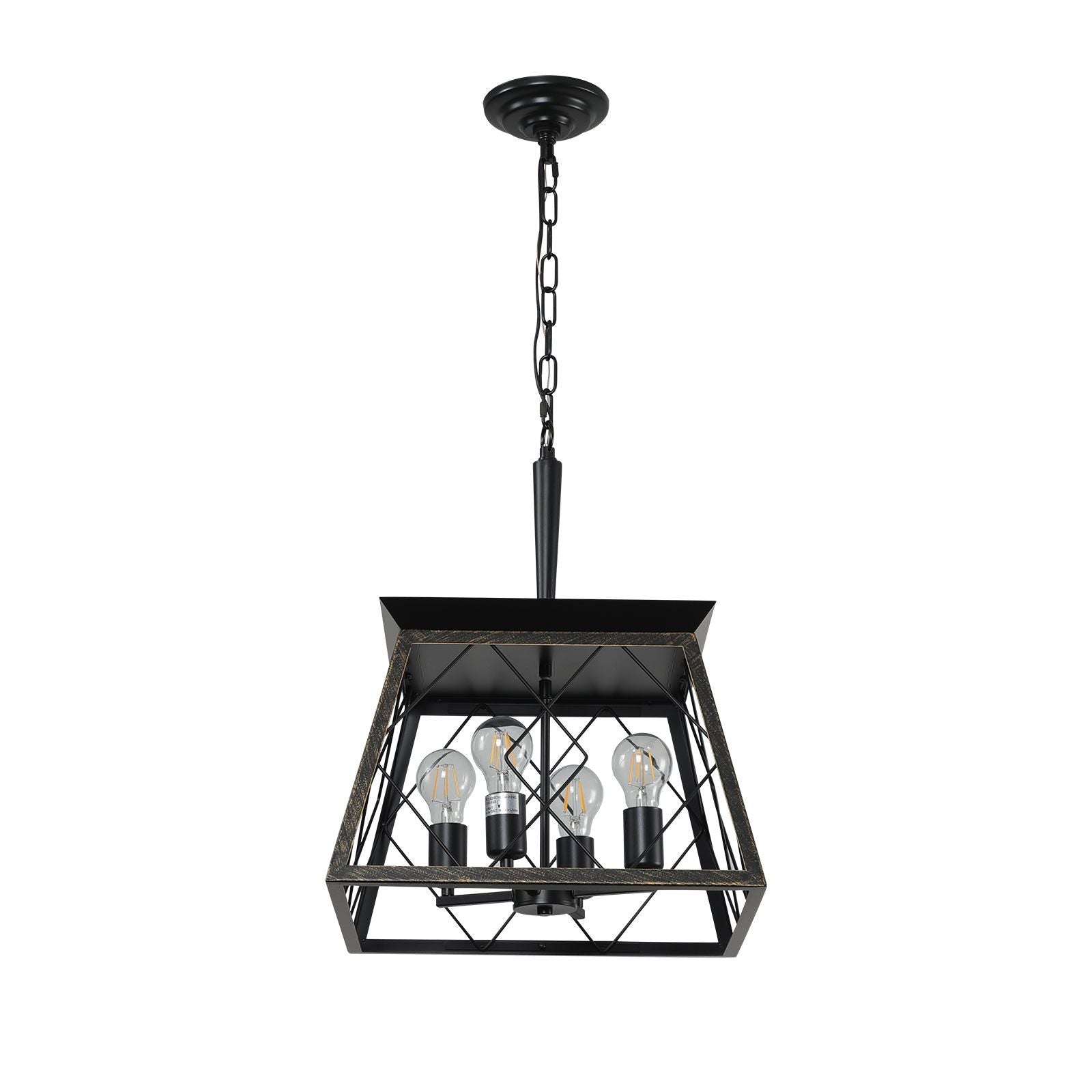 Farmhouse chandelier 4-light vintage antique golden black - in living room