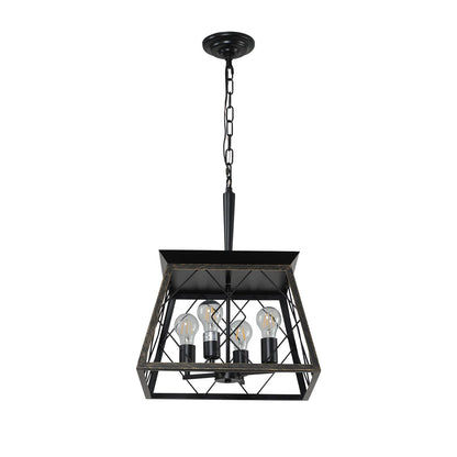 Farmhouse chandelier 4-light vintage antique golden black - in living room