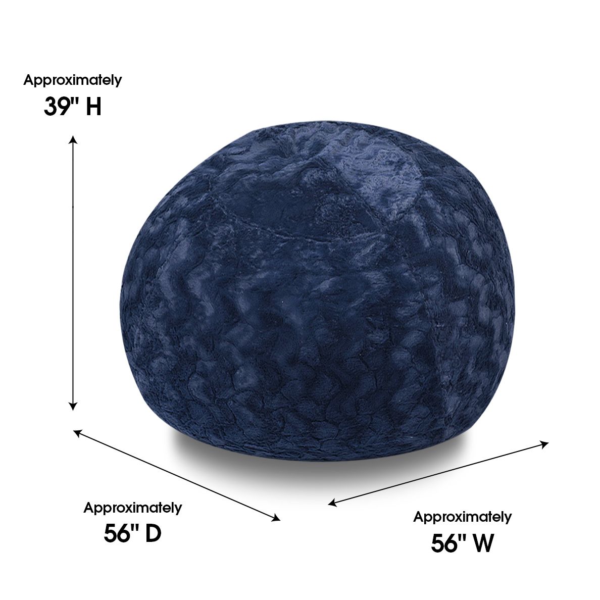 Faux Fur Bean Bag Chair, Navy-5ft Cozy and Stretchable Fabric Lounger for Children and Adults with Easy-Clean Cover, Com image 6