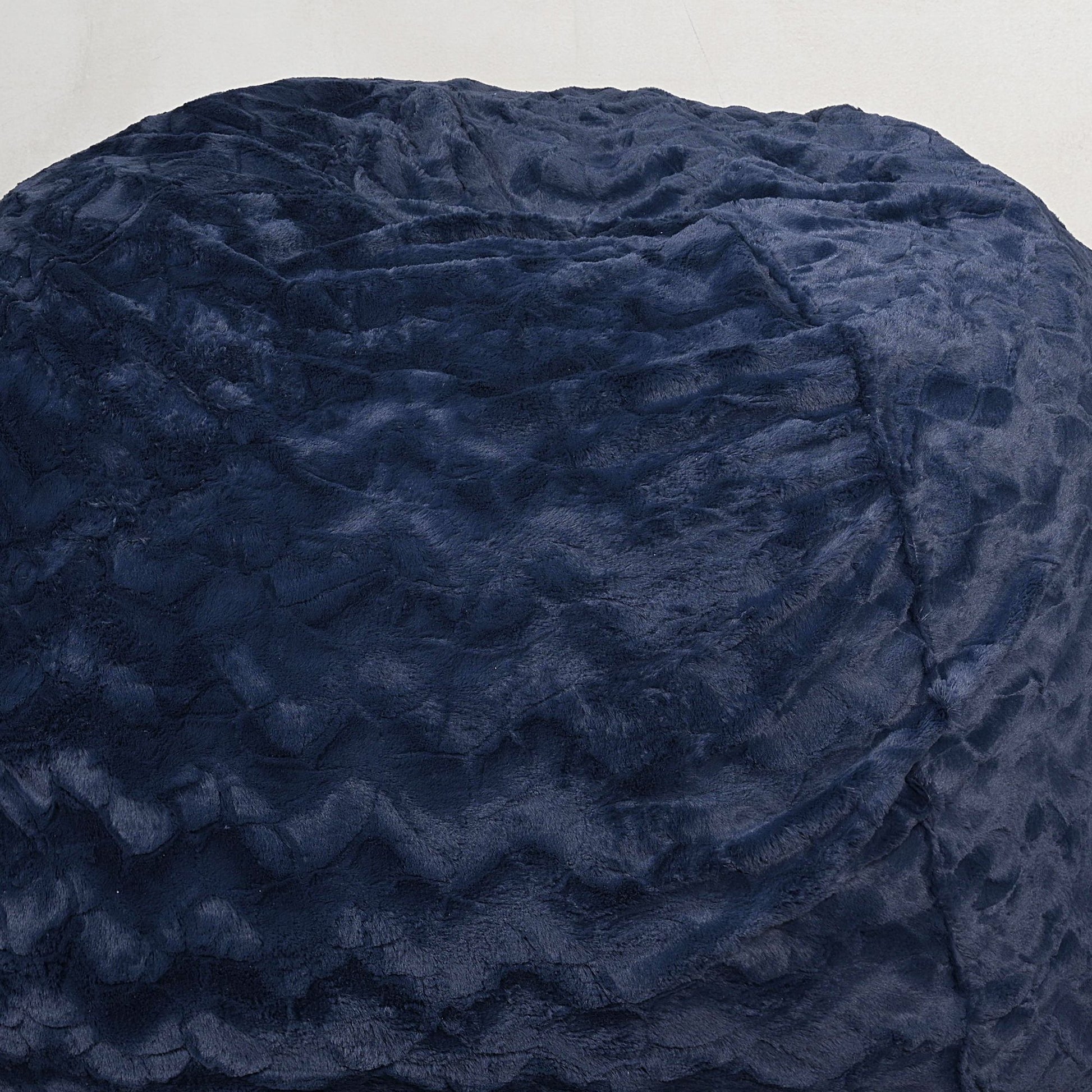 Faux Fur Bean Bag Chair, Navy-5ft Cozy and Stretchable Fabric Lounger for Children and Adults with Easy-Clean Cover, Com image 4