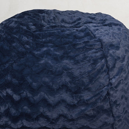 Faux Fur Bean Bag Chair, Navy-5ft Cozy and Stretchable Fabric Lounger for Children and Adults with Easy-Clean Cover, Com image 4