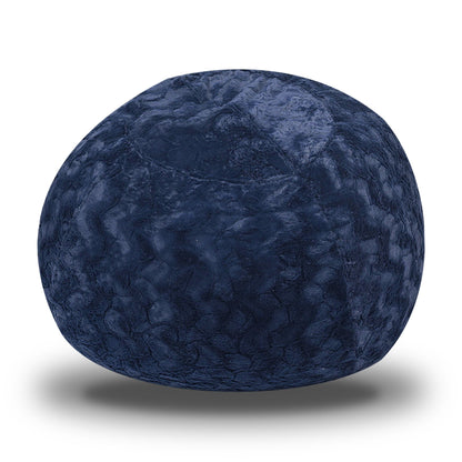 Faux Fur Bean Bag Chair, Navy-5ft Cozy and Stretchable Fabric Lounger for Children and Adults with Easy-Clean Cover, Com image 5