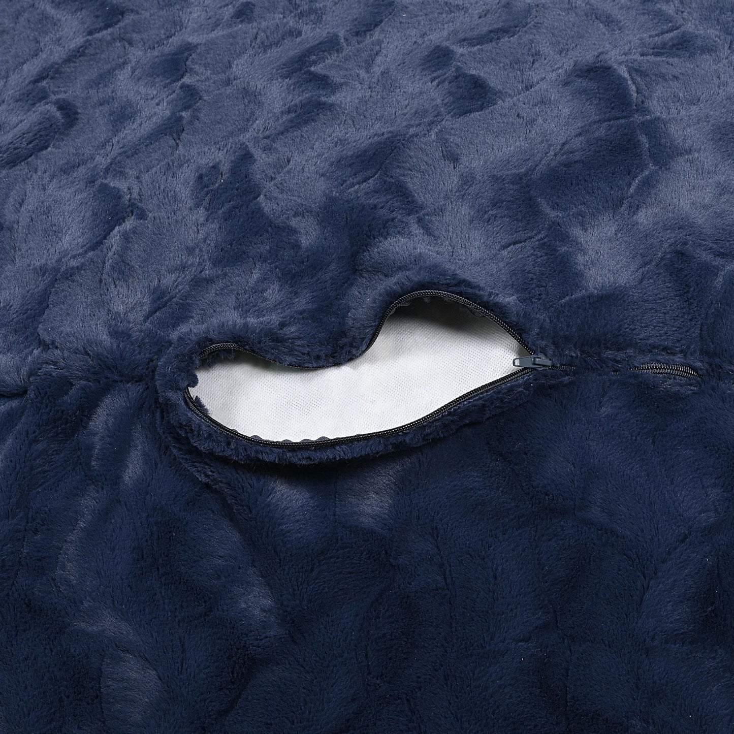 Faux Fur Bean Bag Chair, Navy-5ft Cozy and Stretchable Fabric Lounger for Children and Adults with Easy-Clean Cover, Com image 9