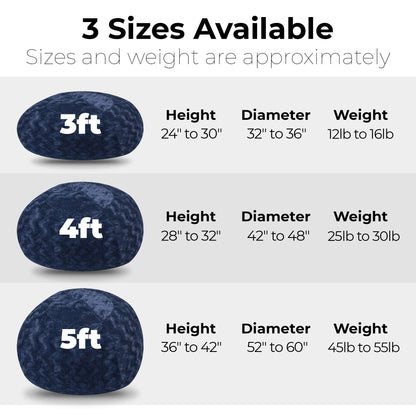 Faux Fur Bean Bag Chair, Navy-5ft Cozy and Stretchable Fabric Lounger for Children and Adults with Easy-Clean Cover, Com image 8