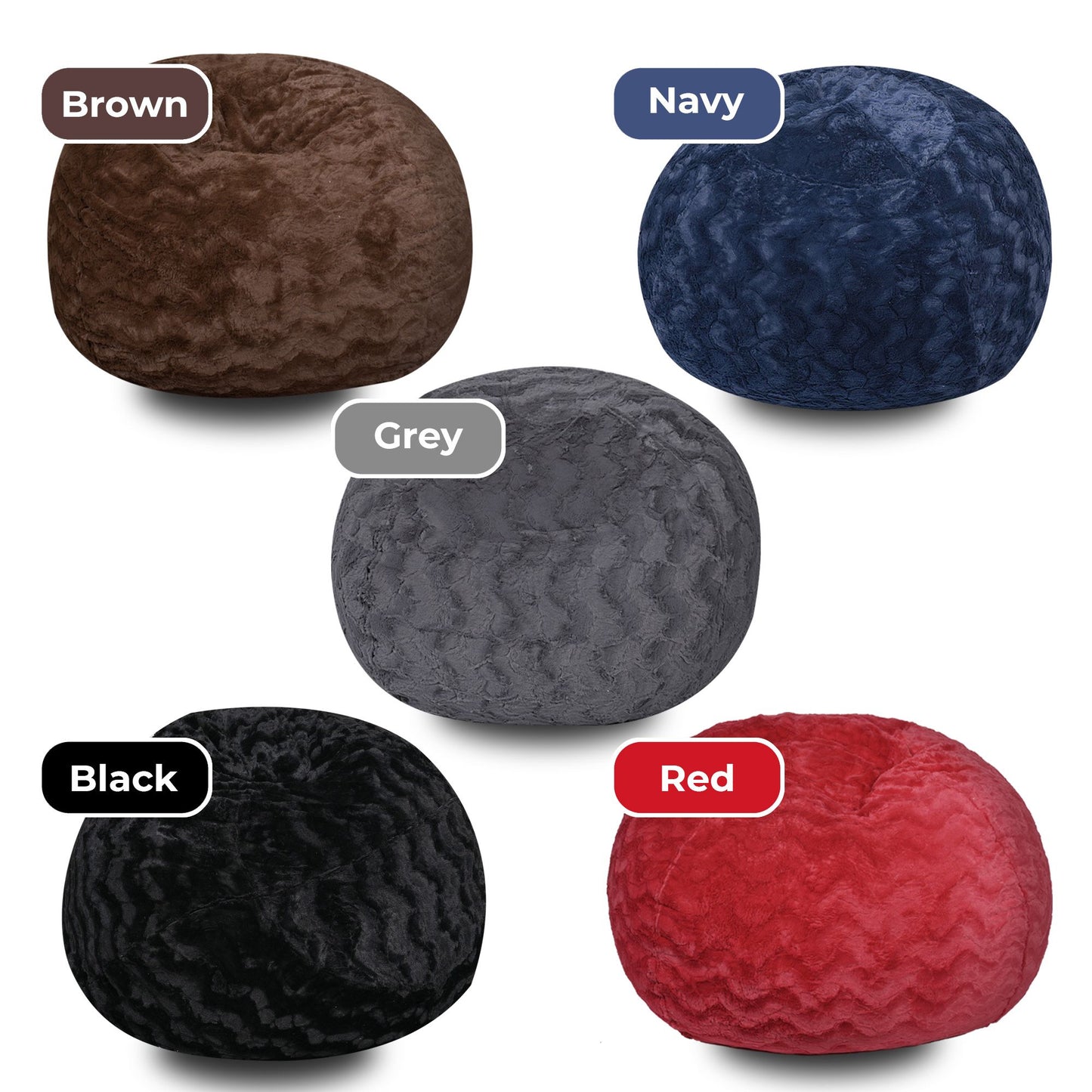 Faux Fur Bean Bag Chair, Navy-5ft Cozy and Stretchable Fabric Lounger for Children and Adults with Easy-Clean Cover, Com image 7