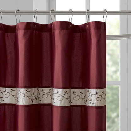 Faux Silk Embroidered Floral Shower Curtain image 2