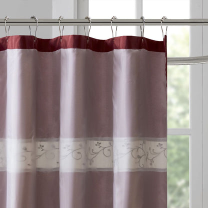 Faux Silk Embroidered Floral Shower Curtain image 3