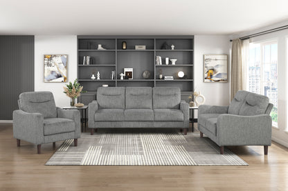 Modern Design 3-Seater Sofa Gray Chenille Upholstery Comfort Pocket Coils Classic Solidwood Frame Living Room Furniture 1pc image 8