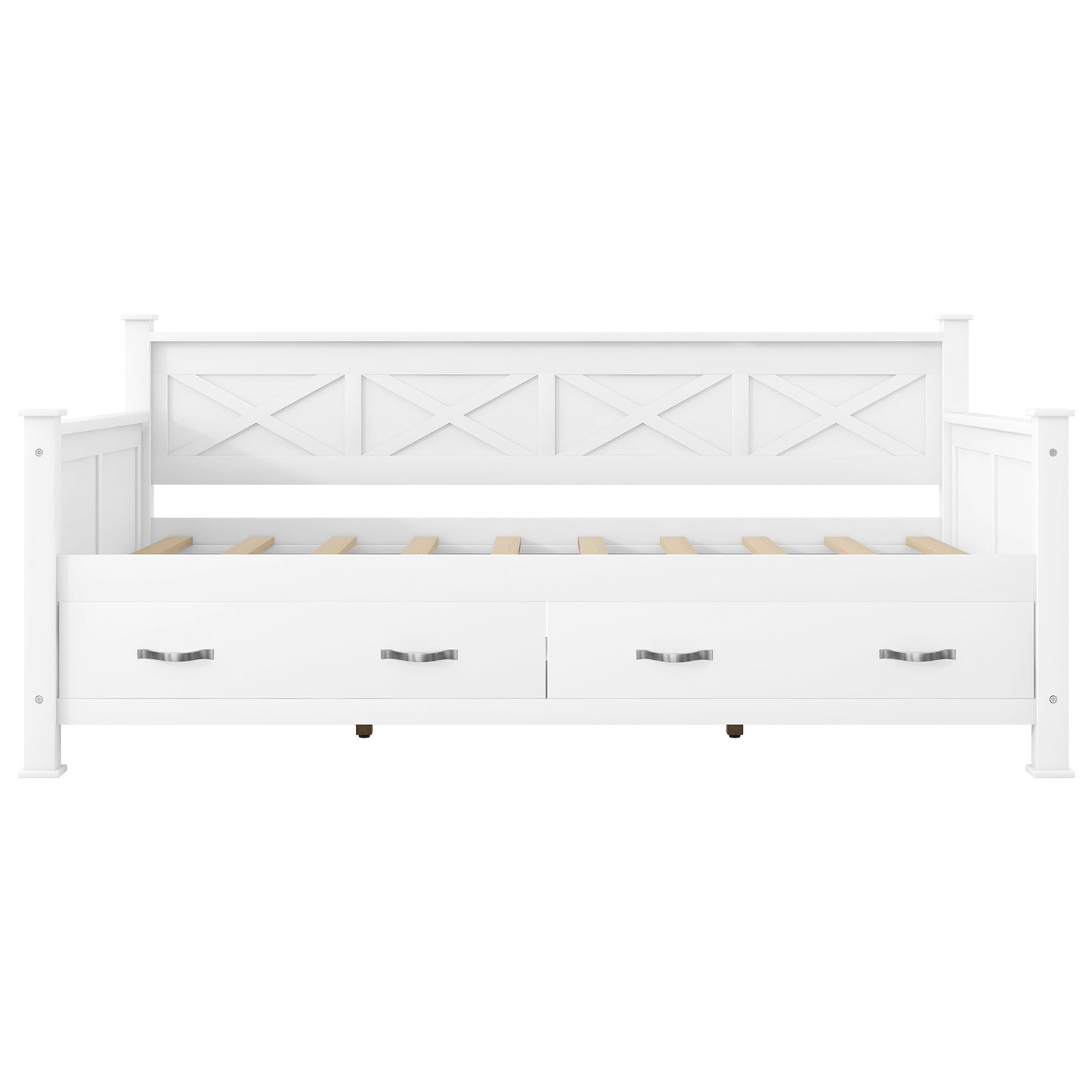 Twin Size Wooden Modern and Rustic Casual Style Daybed, Cream White image 12