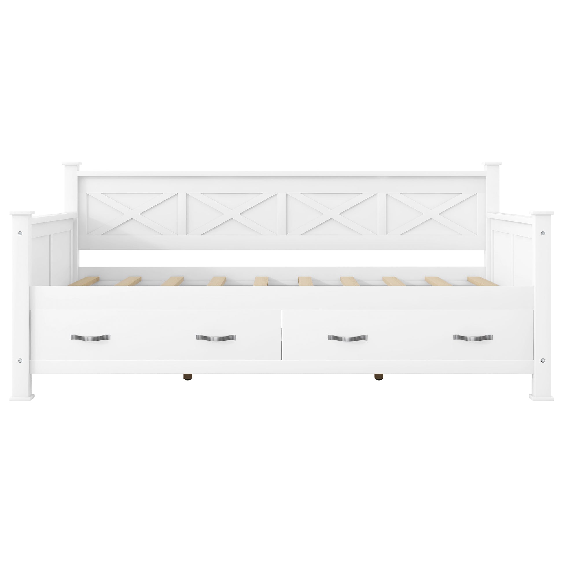 Twin Size Wooden Modern and Rustic Casual Style Daybed, Cream White image 12