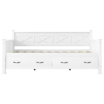 Twin Size Wooden Modern and Rustic Casual Style Daybed, Cream White image 12