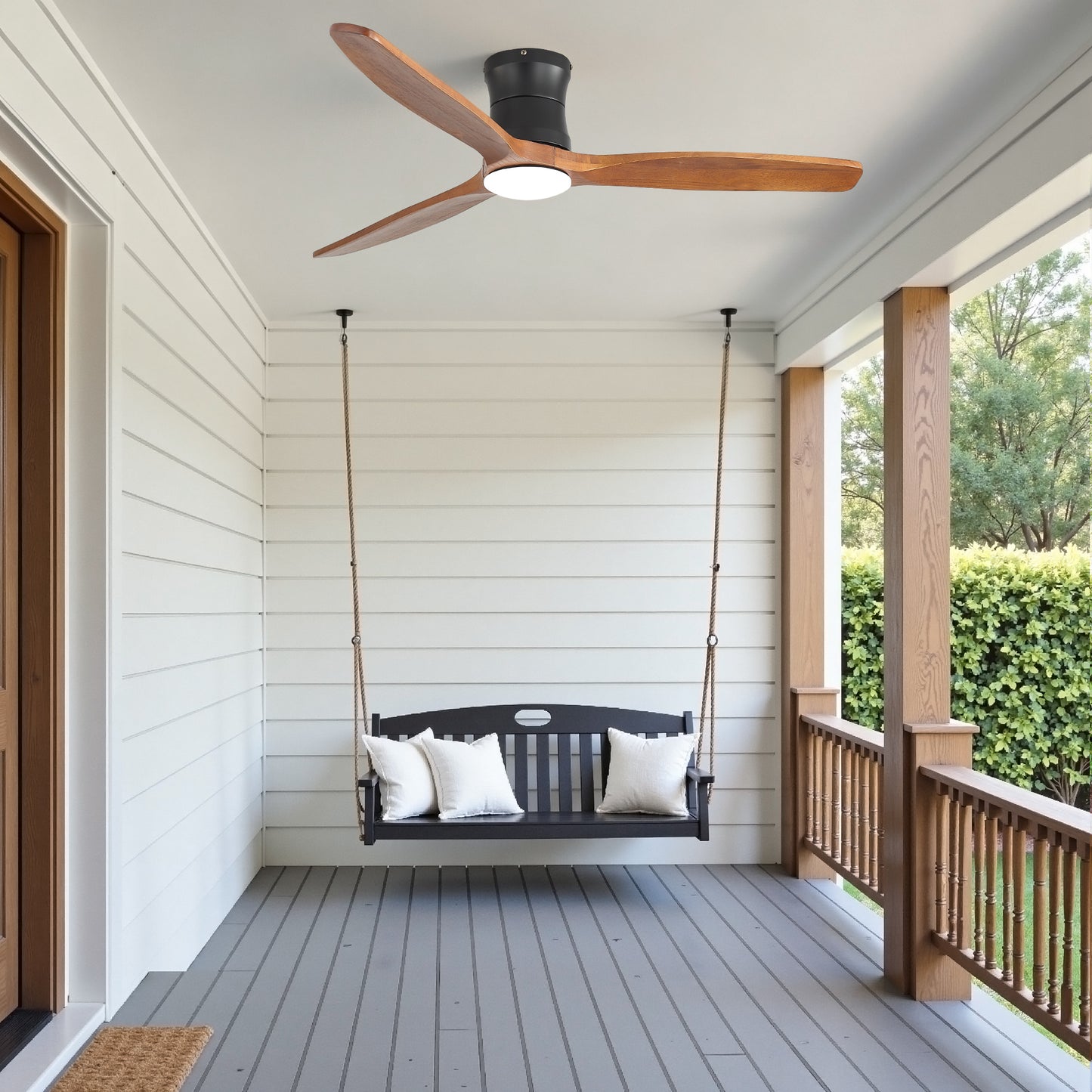 52-inch ceiling fan with light, DC reversible motor, Quiet operation, 3 solid wood blades, Timer function (1/4/8 hours) image 2