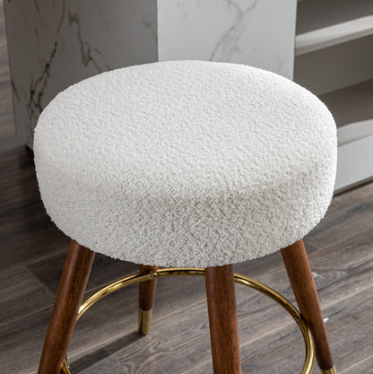 MoMo Boucle Upholstered Counter Height Stool, 360° Swivel image 6