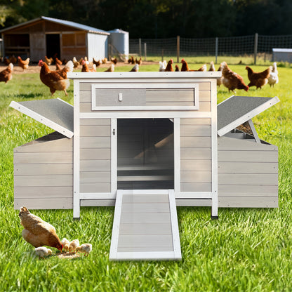Large Wooden Chicken Coop Outdoor Hen House Poultry Cage for Outdoor with 2 Sides Nesting Boxes image 3
