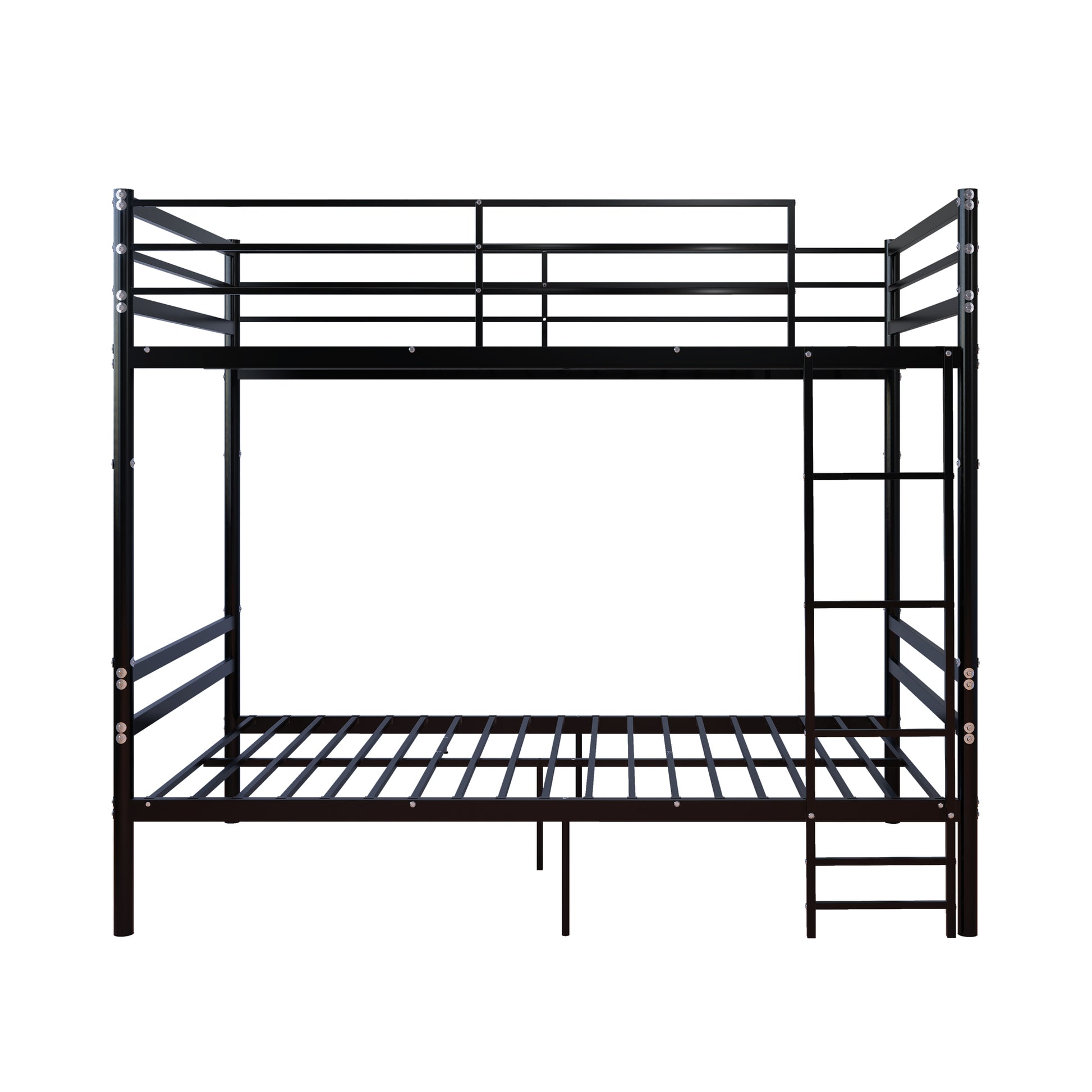 Bunk Bed Twin Over Twin for Kids/Teens/Adults Duty,13.7 inch High Safety Guardrail,One layer with 19 bars and support 600LBS, Sturdy Ladder, Big storage space under the bed,Convertible 2 Beds,Black image 4