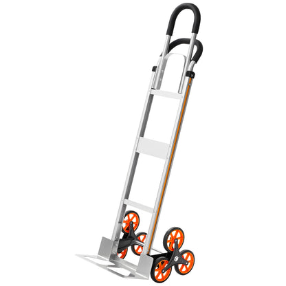 Stair Climbing Cart, 330 lbs Stair-Climb Capacity, Aluminum Alloy Folding Trolley Cart with Telescoping Handle, 6 Wheels and 2 Bungee Cords, Stair Climber Dolly for Home, Groceries, Warehouse image 1