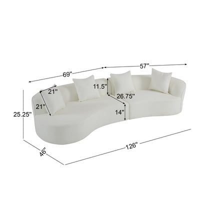 126"Curved Sectional Sofa (Beige-D28 Full Foam) image 5