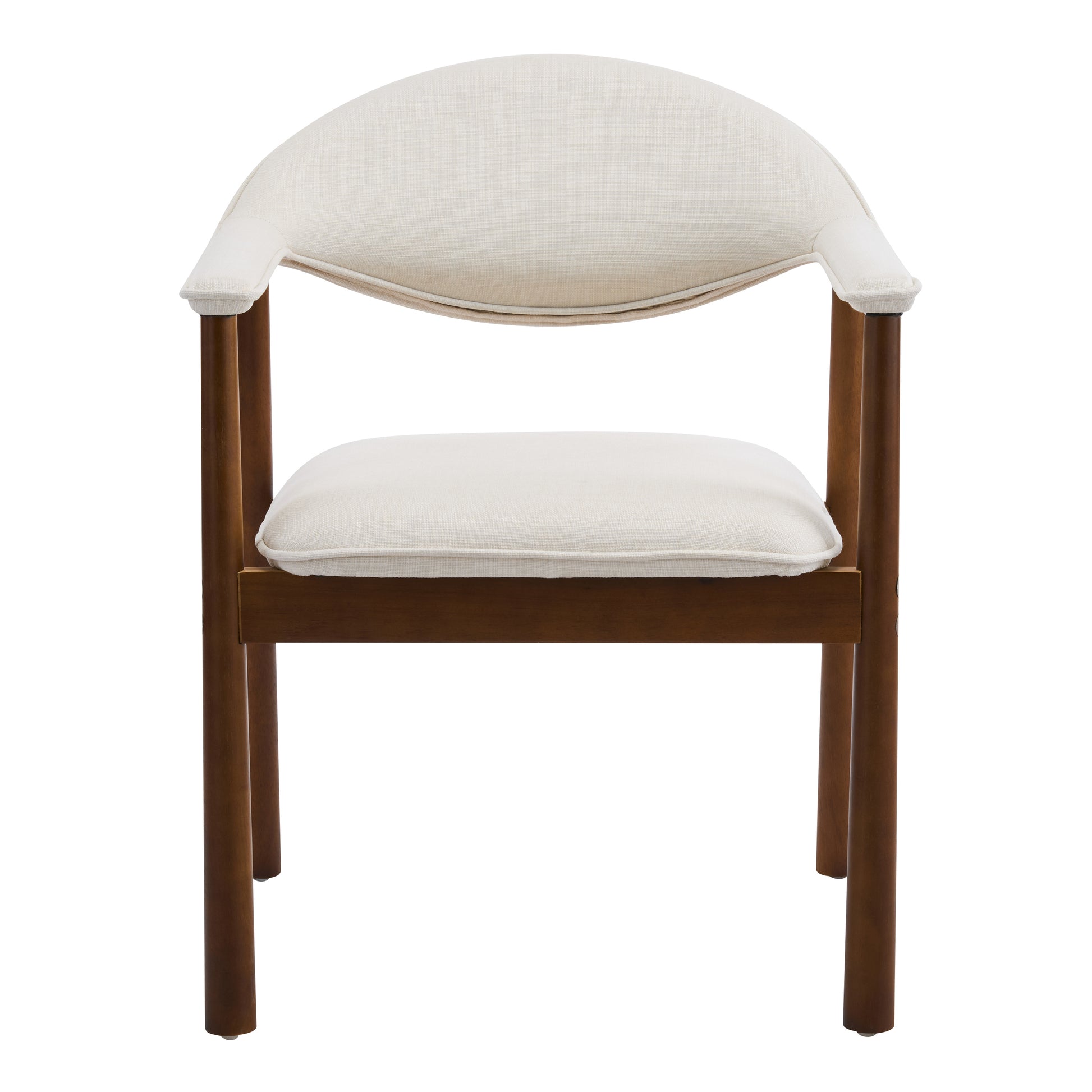 Modern Upholstered Dining Chairs with Curved Back, Beige Fabric & Walnut Finish Rubber Wood, Set of 2 image 4