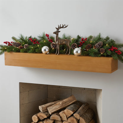 60'' Fireplace Mantel Fir Wood Wall-Mounted & Floating Shelf for Home Decor with Flat Surface image 8