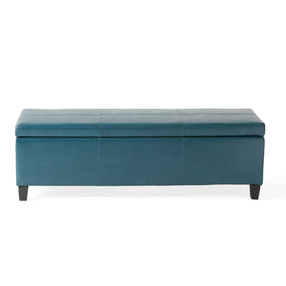 Upholstered PU Leather Storage Ottoman, Solid Wooden Legs (old sku 57742.00TEL) image 5