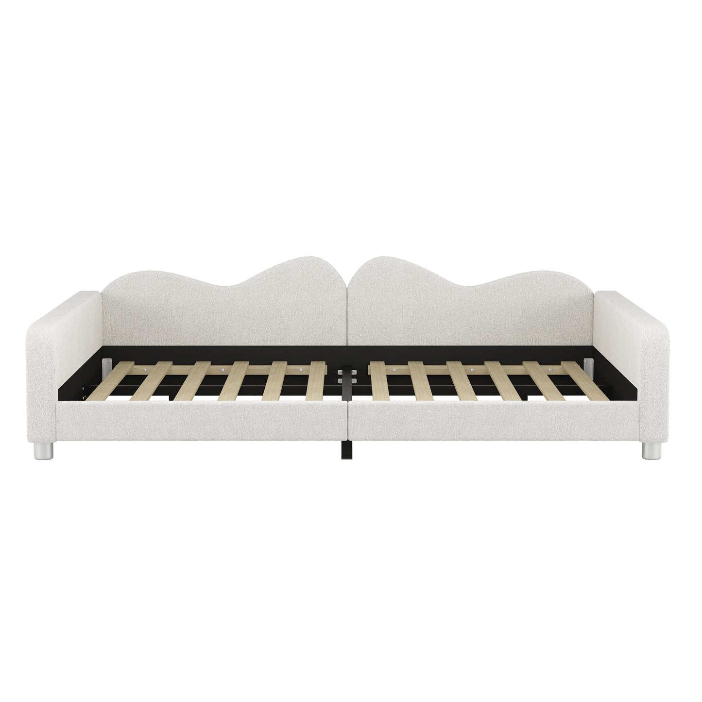 Full size Upholstered Daybed, Sherpa Fabric Sofabed with Cloud-Shaped Backrest, No Box-spring Needed, White(Old SKU: WF532069AAK) image 6