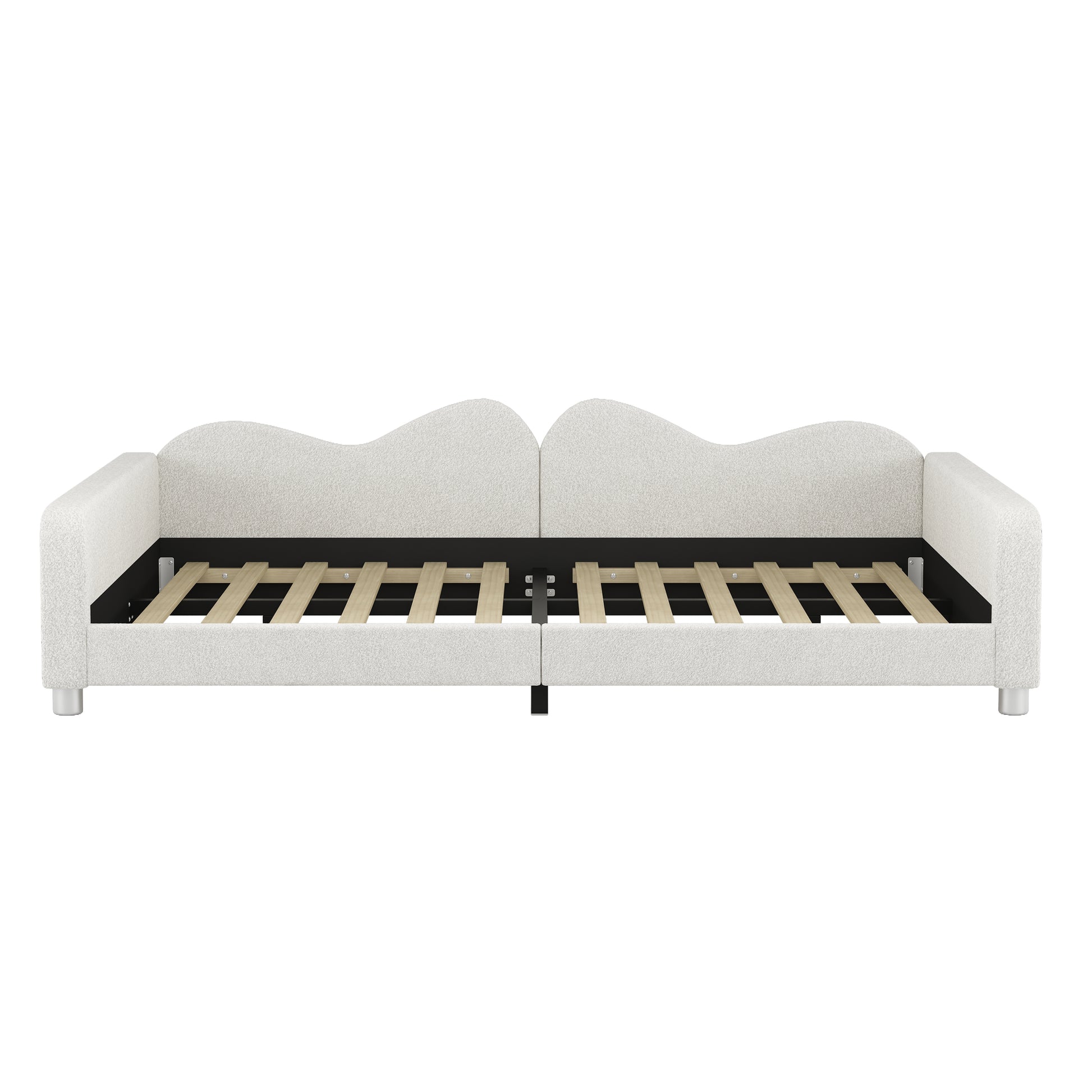 Full size Upholstered Daybed, Sherpa Fabric Sofabed with Cloud-Shaped Backrest, No Box-spring Needed, White(Old SKU: WF532069AAK) image 6