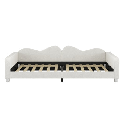 Full size Upholstered Daybed, Sherpa Fabric Sofabed with Cloud-Shaped Backrest, No Box-spring Needed, White(Old SKU: WF532069AAK) image 6
