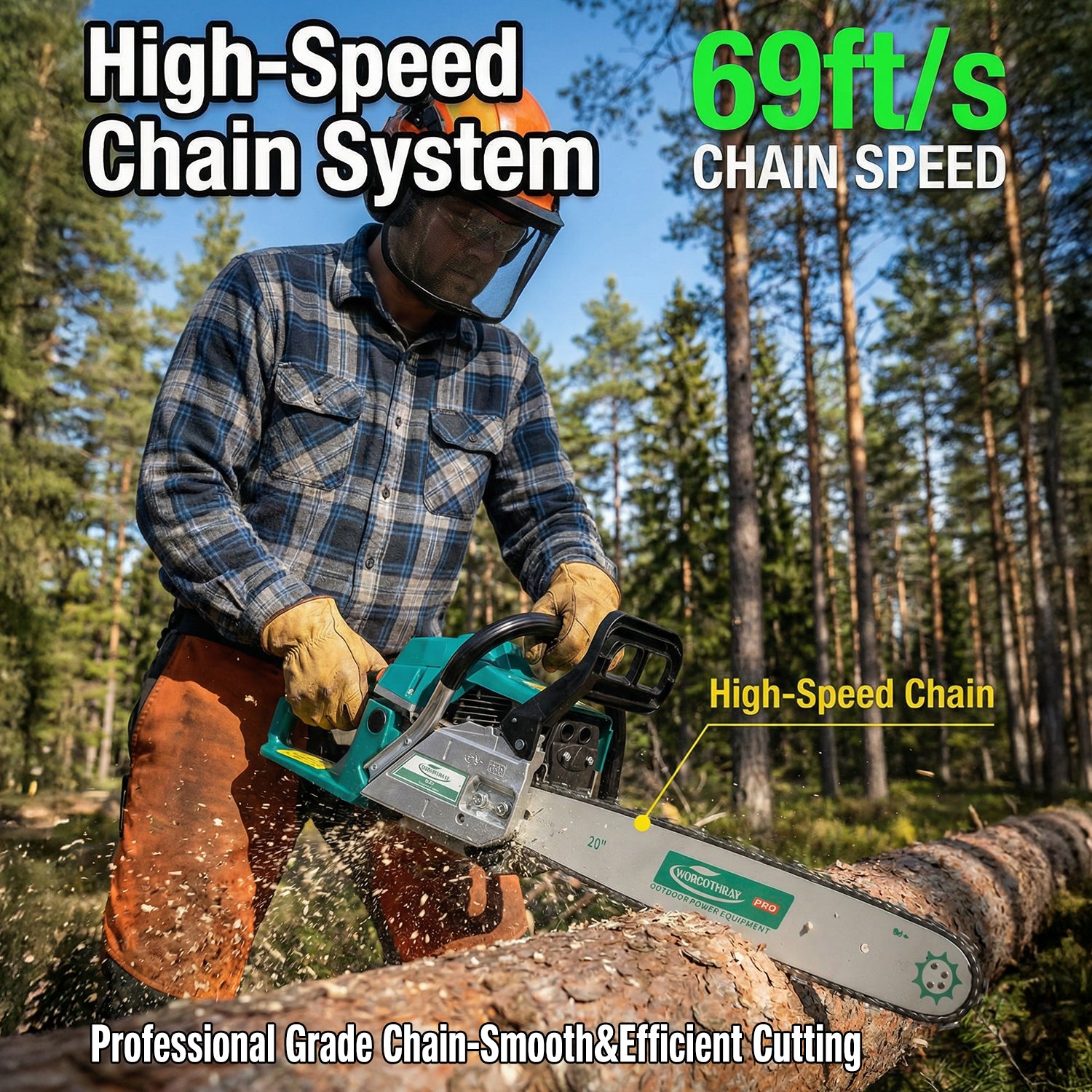 62CC 2-Stroke 20" Gasoline Chainsaw Power Engine Wood Cutting Gas Chain Saw image 6