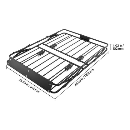 Roof Rack Cargo Basket, 46 x 36 x 4 in, Heavy Duty Roof Top Carrier Basket with Folding Design, 200 lbs Capacity, All-Weather Easy-Install Car Top Luggage Holder, Universal Fit for SUV Truck Car image 8
