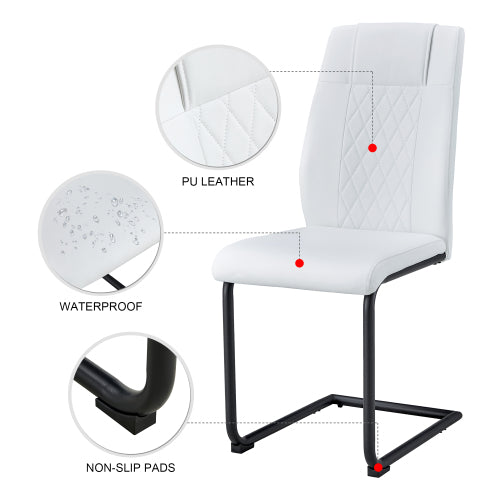 Modern dining chairs with faux leather upholstered seats - dining room chairs with metal legs, suitable for kitchen, living room, bedroom, dining room side chairs, set of 4 pieces (white+PU leather) image 6