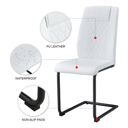 Modern dining chairs with faux leather upholstered seats - dining room chairs with metal legs, suitable for kitchen, living room, bedroom, dining room side chairs, set of 4 pieces (white+PU leather) image 6