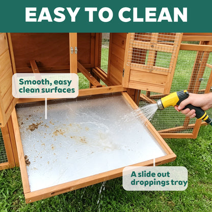 Large Chicken Coop with Run and Nest Box and Removable Tray, Hen House for 4-6 Chickens, Outdoor Weatherproof Small Animal Cages image 7