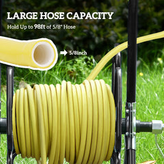 Outsunny Garden Hose Reel Cart, Hold Up to 98' of 5/8" Hose (Hose Not Included), Portable Water Hose Cart with Wheels for Yard, Lawn, Black