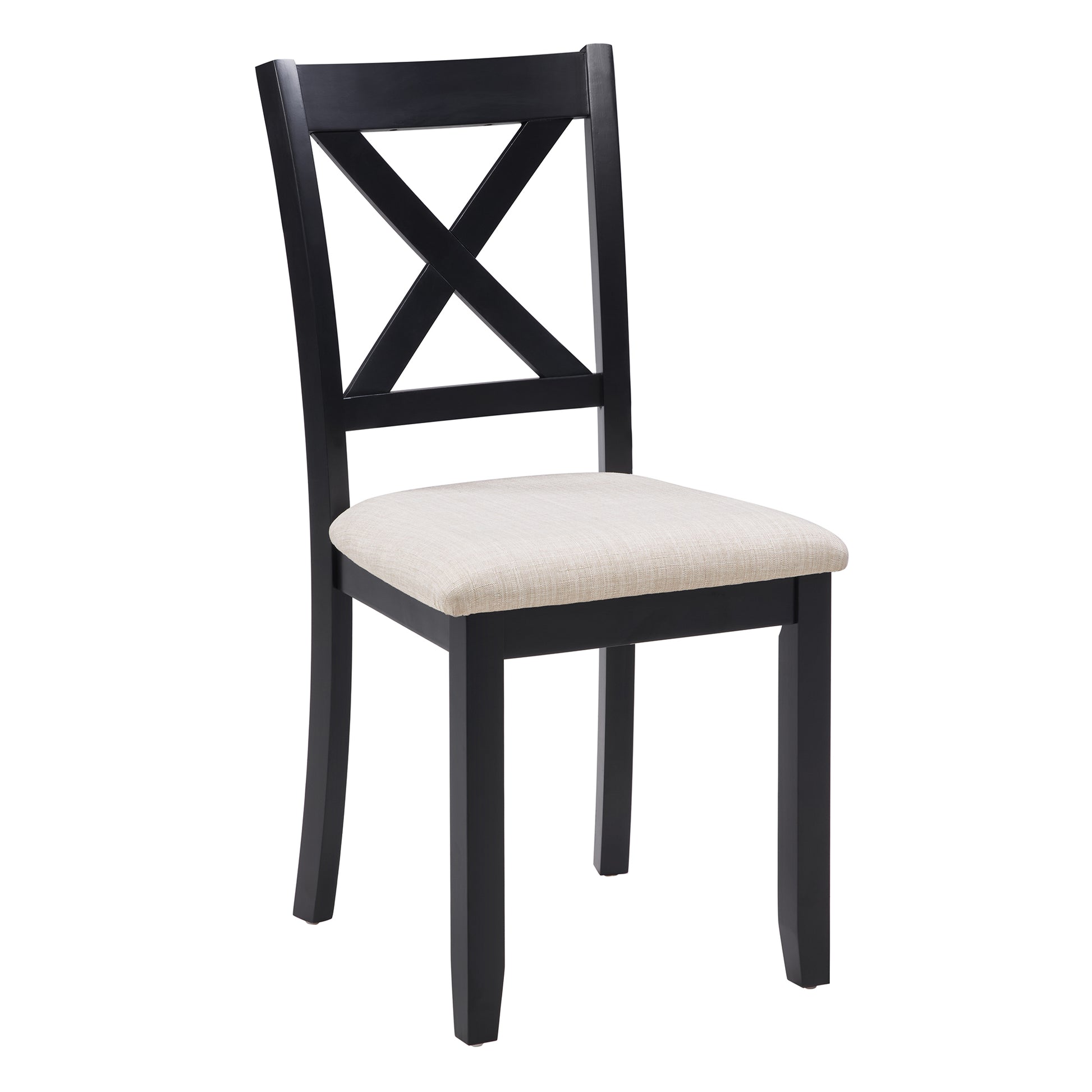 Dining Chairs Only, Wooden Dining Chairs Set of 4, Kitchen Chair with Padded Seat, Upholstered Side Chair for Dining Room, Living Room, Kitchen, Black & Beige two tone image 9