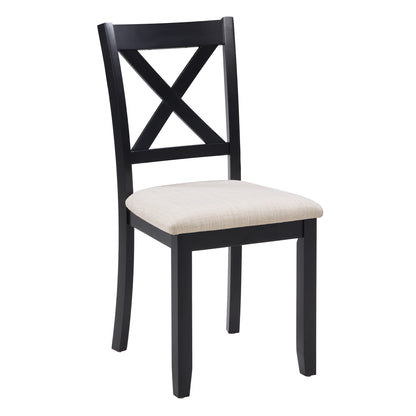 Dining Chairs Only, Wooden Dining Chairs Set of 4, Kitchen Chair with Padded Seat, Upholstered Side Chair for Dining Room, Living Room, Kitchen, Black & Beige two tone image 9