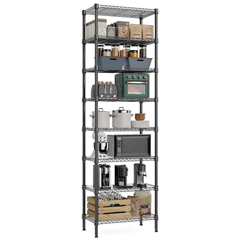 8 Tier 2000 lbs Storage Rack Metal Wire Shelving Unit, Storage Standing Shelf Organizer for Laundry Bathroom Kitchen Pantry Closet Garage Basement Utility Room, Black 13.8" D x 23.6" W x 79.5" H image 9