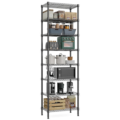 8 Tier 2000 lbs Storage Rack Metal Wire Shelving Unit, Storage Standing Shelf Organizer for Laundry Bathroom Kitchen Pantry Closet Garage Basement Utility Room, Black 13.8" D x 23.6" W x 79.5" H image 9